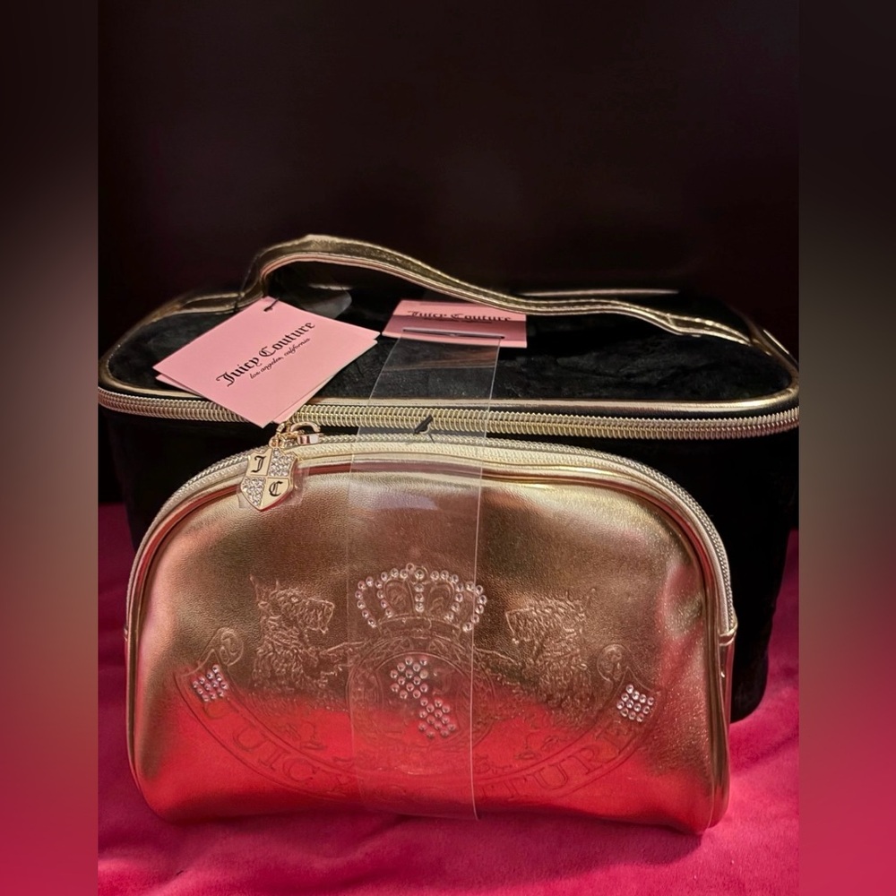 Juicy Couture Gold and Black Cosmetic Bag Set
